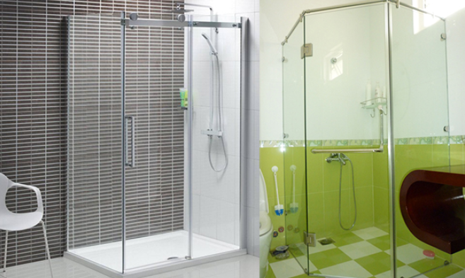 vách ngăn phòng tắm bằng kính cường lực trong suốt